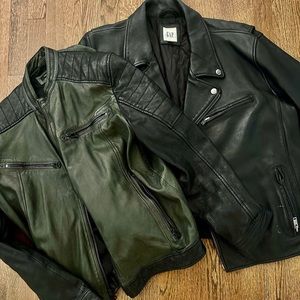Set of leather jackets.